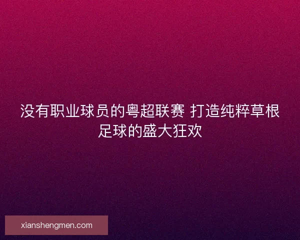 没有职业球员的粤超联赛 打造纯粹草根足球的盛大狂欢